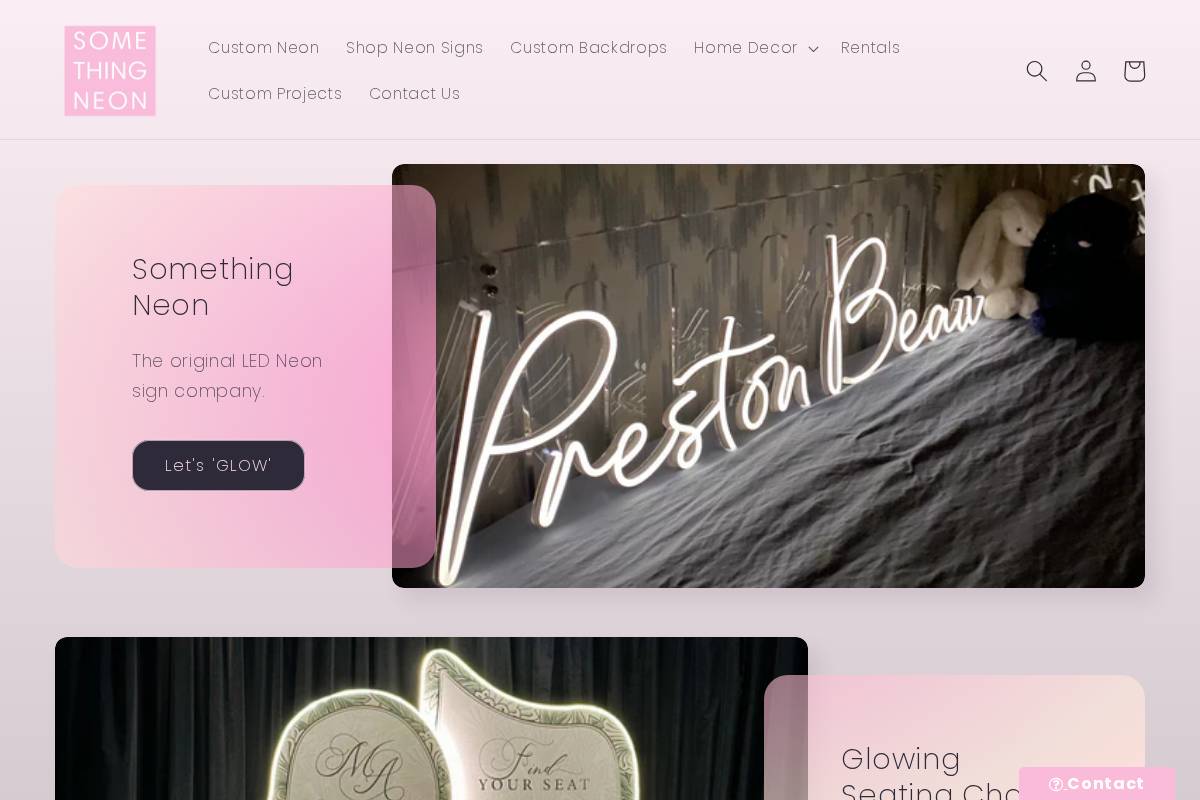 somethingneon.com homepage screenshot