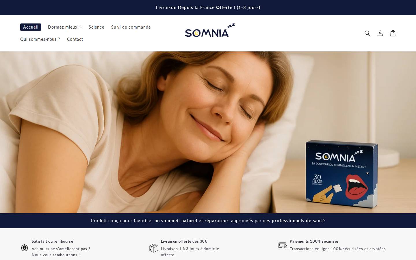 Somnia France homepage screenshot