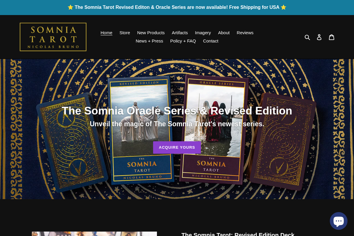 The Somnia Tarot by Nicolas Bruno homepage screenshot