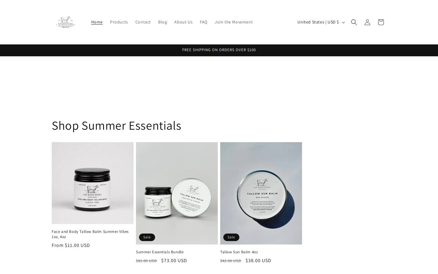 somuchgoodtallow.com homepage screenshot