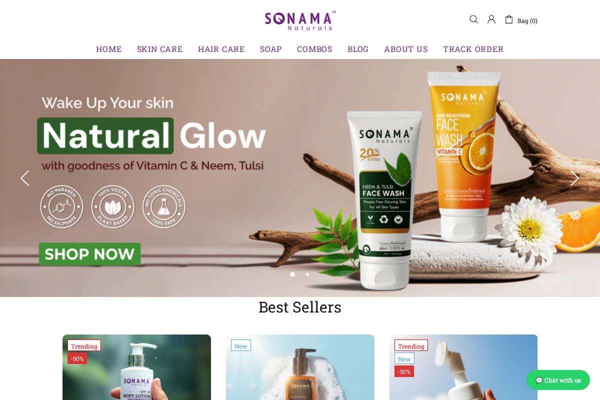 sonamanaturals.com homepage screenshot