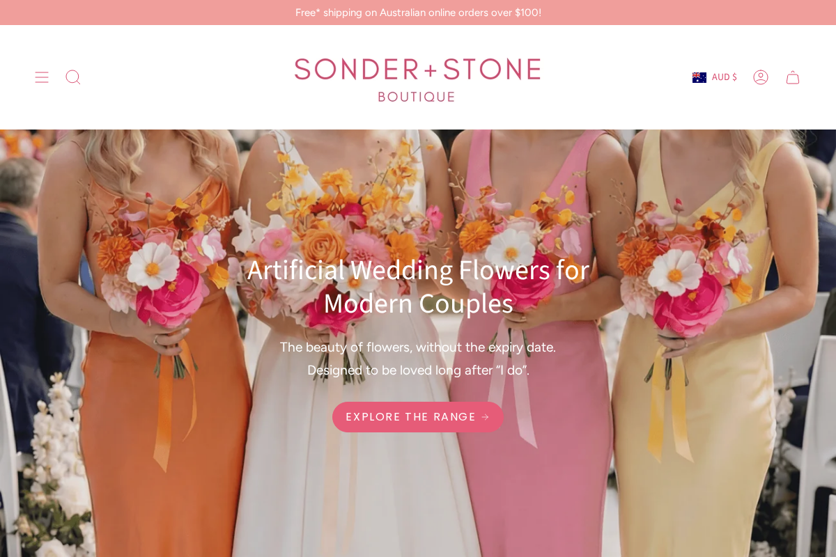 Sonder + Stone Boutique homepage screenshot