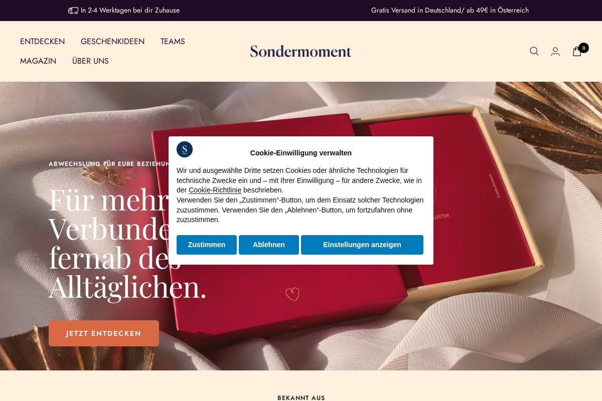 sondermoment.com homepage screenshot
