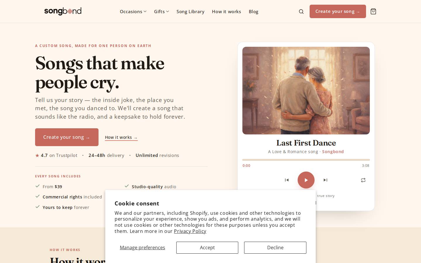 Songbond homepage screenshot