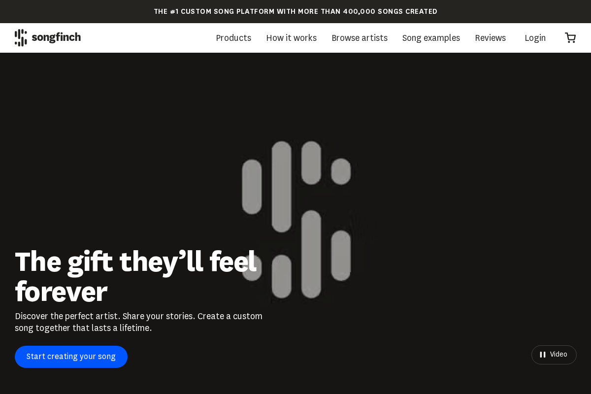 Songfinch homepage screenshot