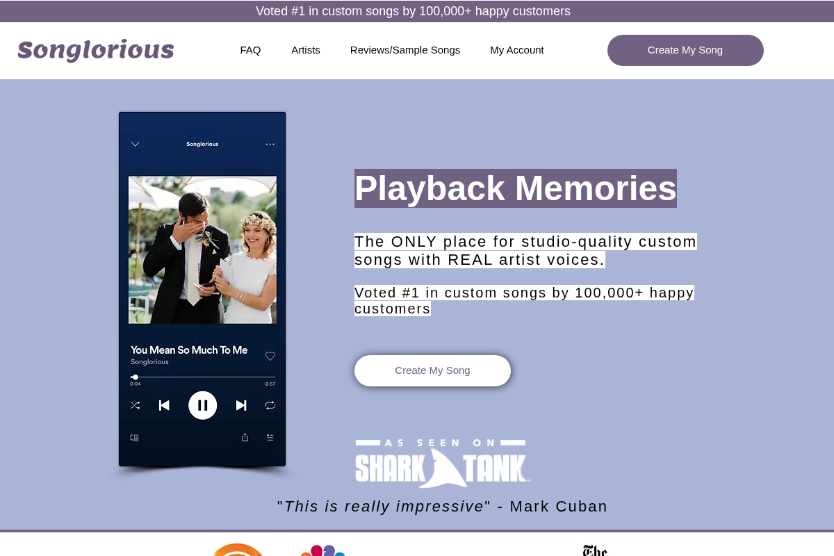 Songlorious homepage screenshot