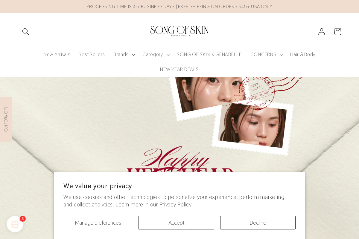 songofskin.com homepage screenshot