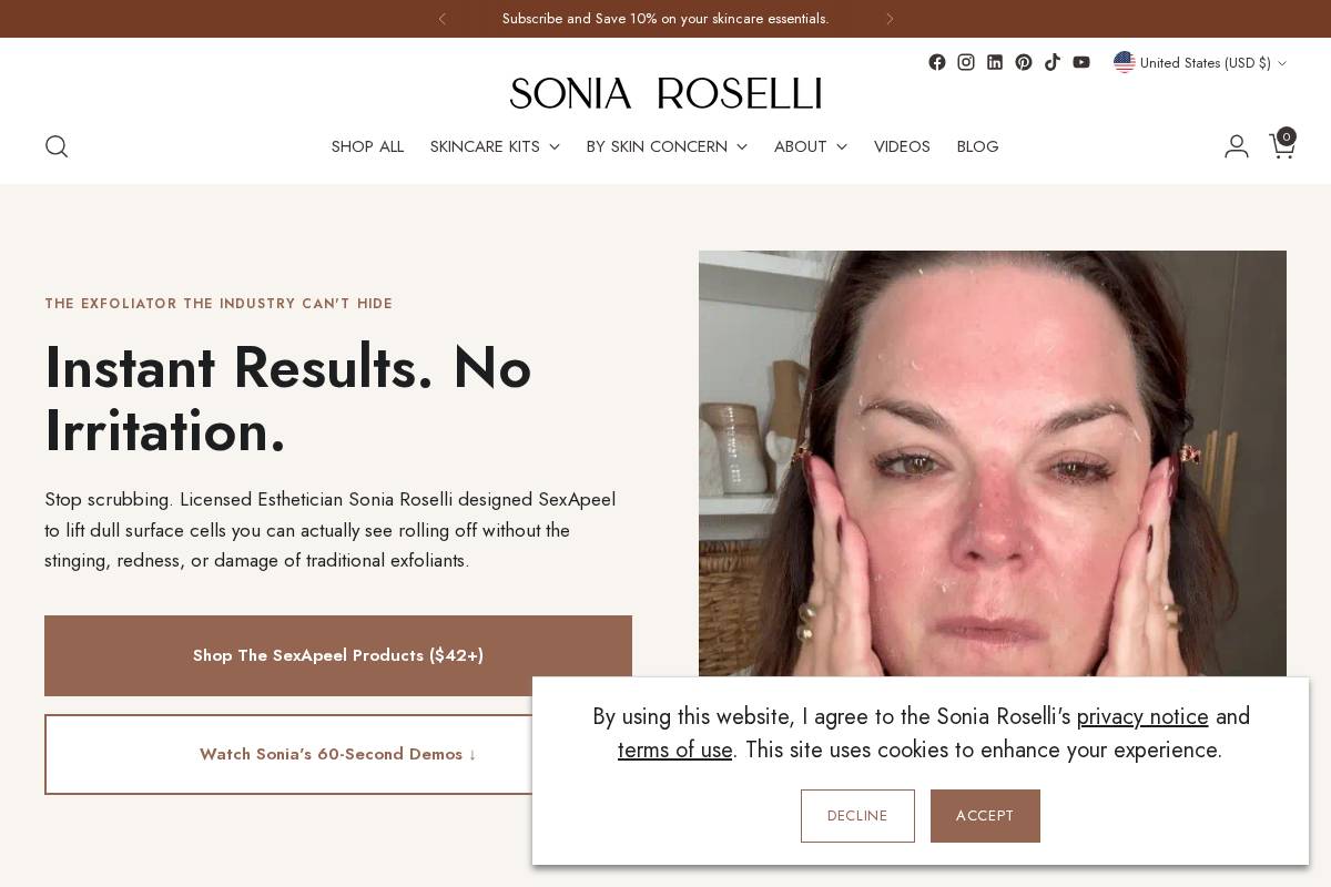 soniaroselli.com homepage screenshot