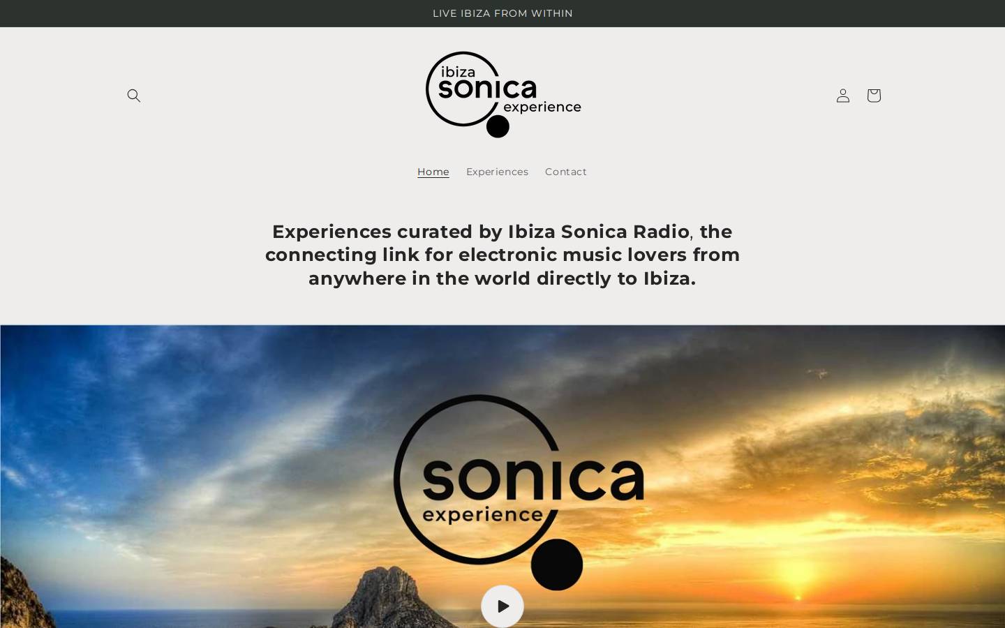 sonicaexperience.com homepage screenshot