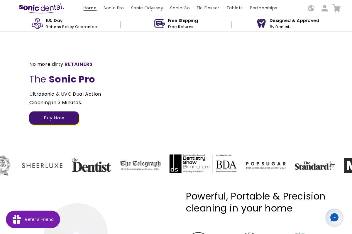 Sonic Dental homepage screenshot