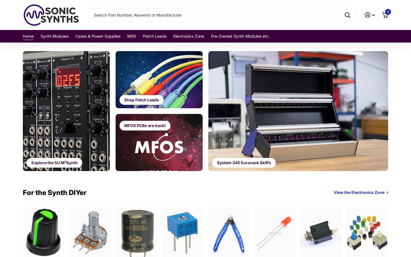 sonicsynths.com homepage screenshot