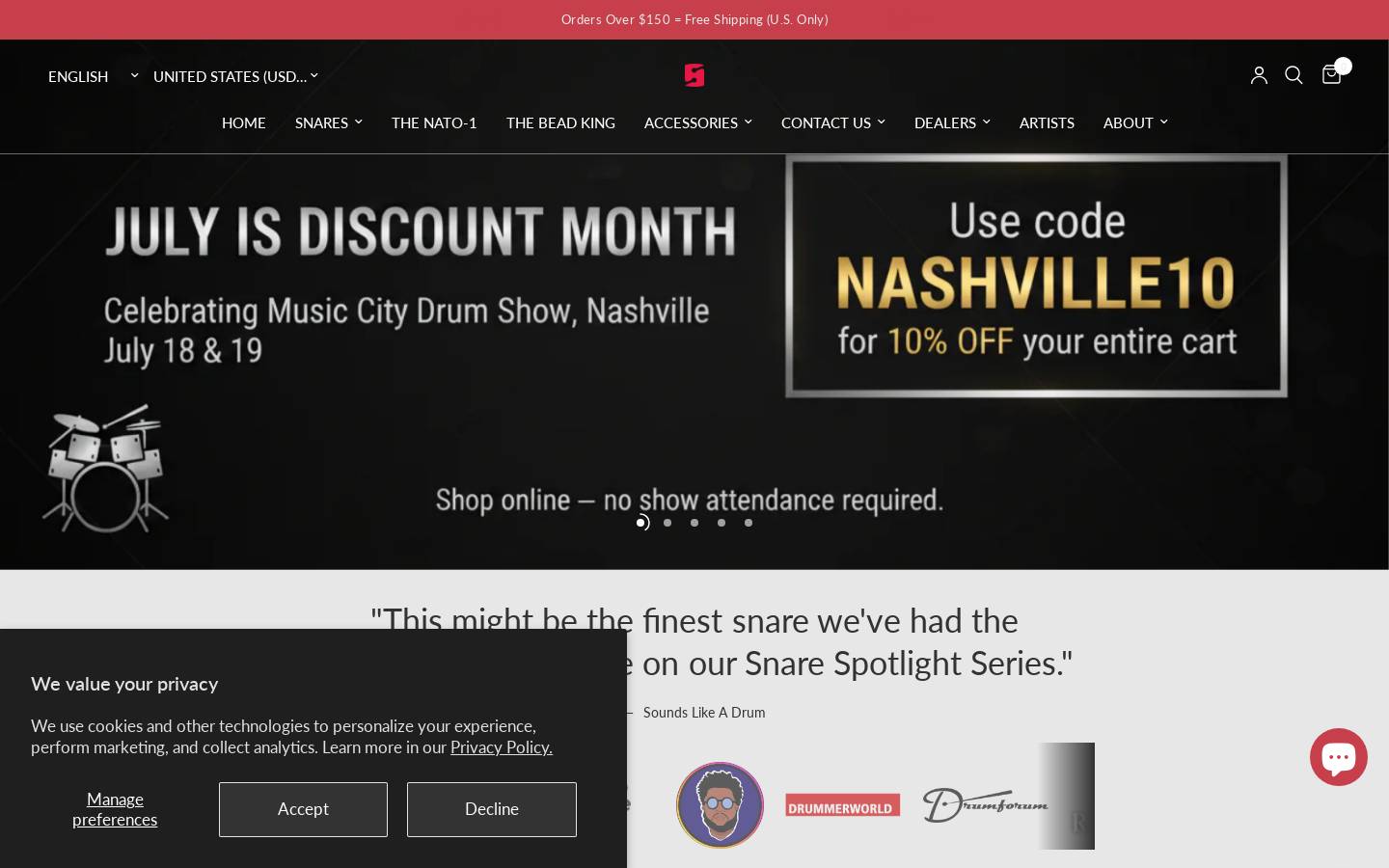 Sonique Drums homepage screenshot