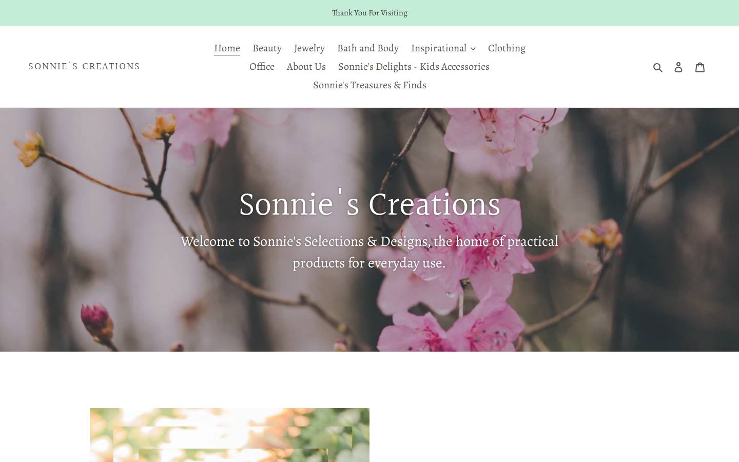 sonniecreations.com homepage screenshot