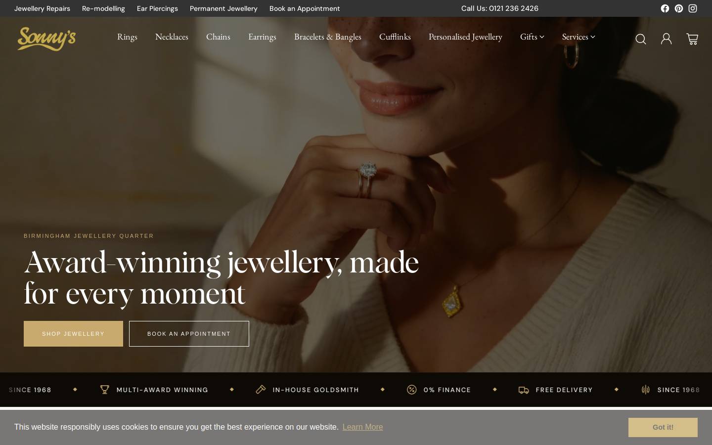 Sonnysjewellers homepage screenshot