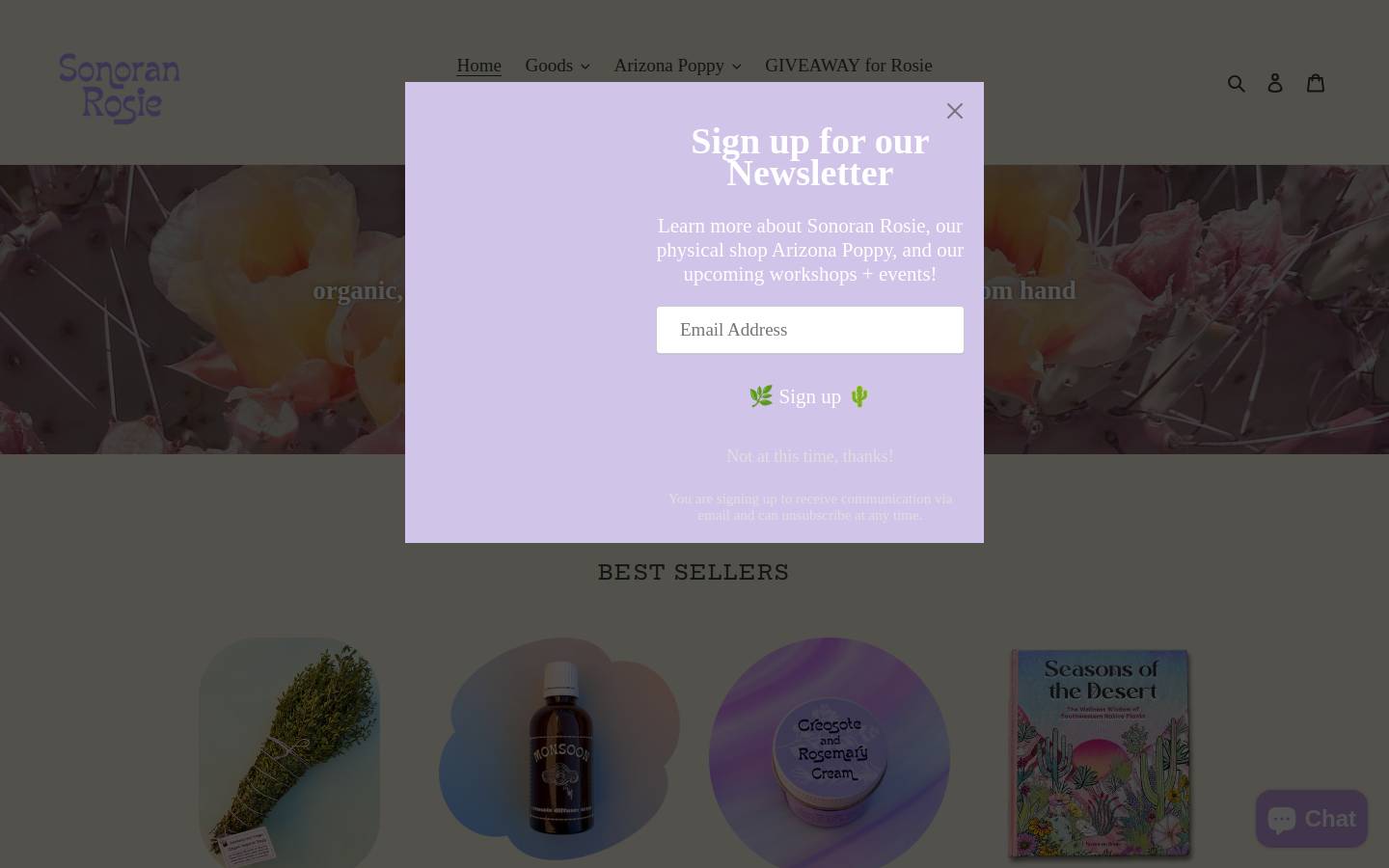 sonoranrosie.store homepage screenshot