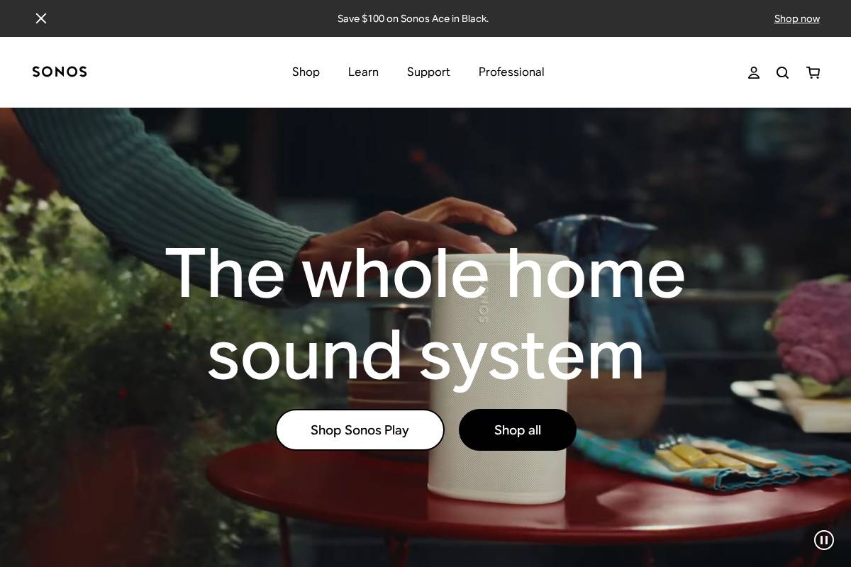 Sonos Inc. homepage screenshot