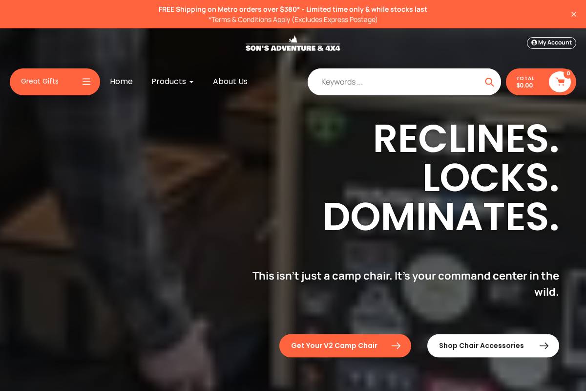 Sons Adventure & 4x4 homepage screenshot