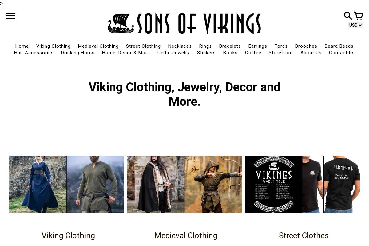 Sons of Vikings homepage screenshot