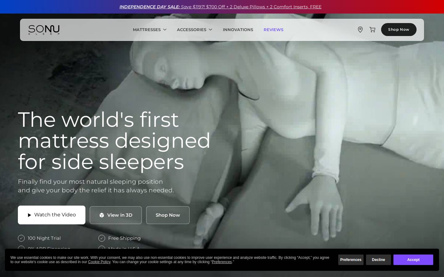 sonusleep.com homepage screenshot