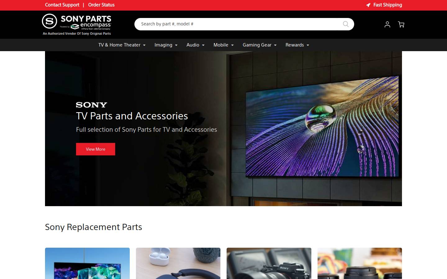 Sonyparts homepage screenshot