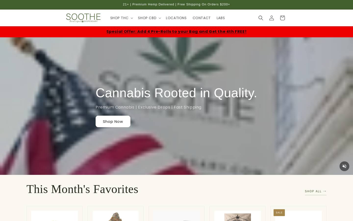 soothedispensary.com homepage screenshot