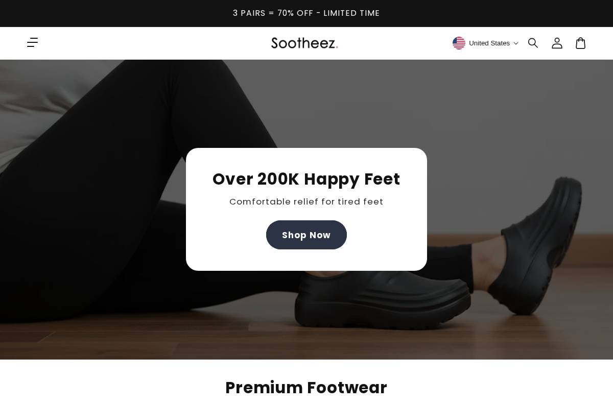 Sootheez homepage screenshot