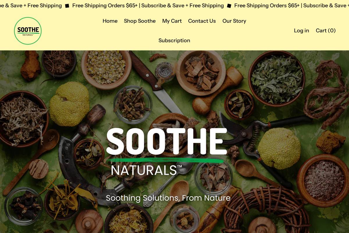 Soothenaturals homepage screenshot