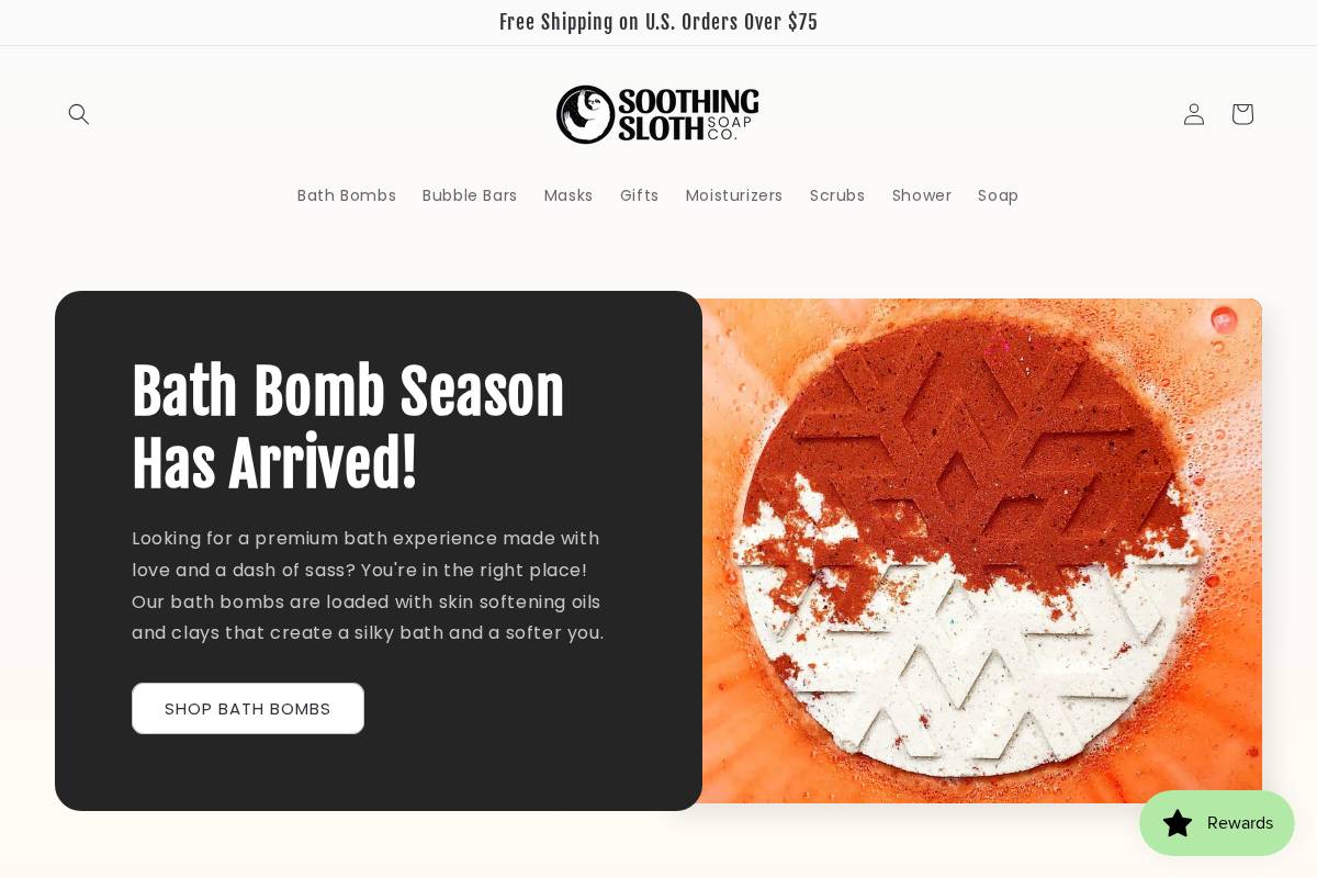 soothingsloth.com homepage screenshot