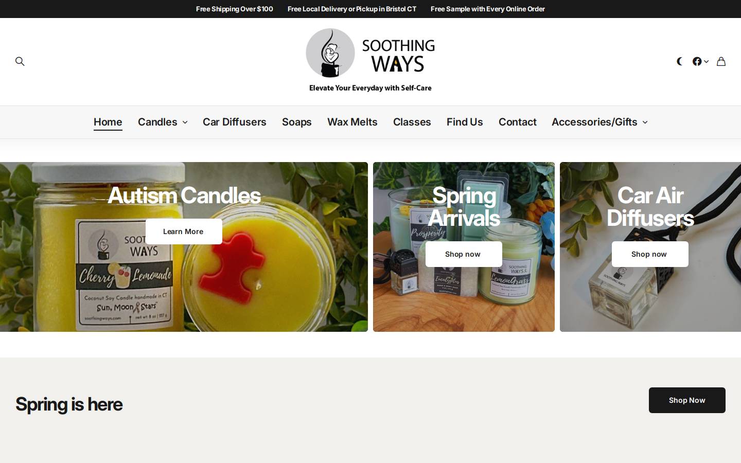 Soothing Ways homepage screenshot