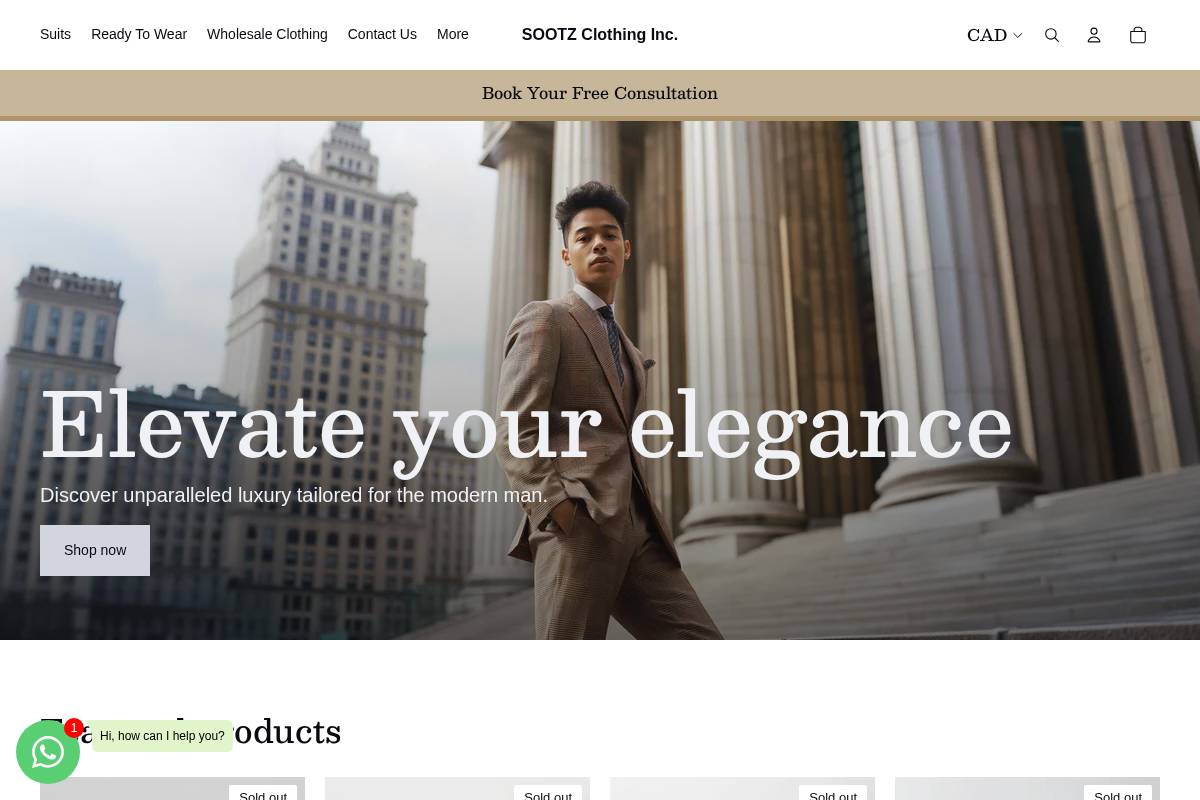 sootzclothing.com homepage screenshot