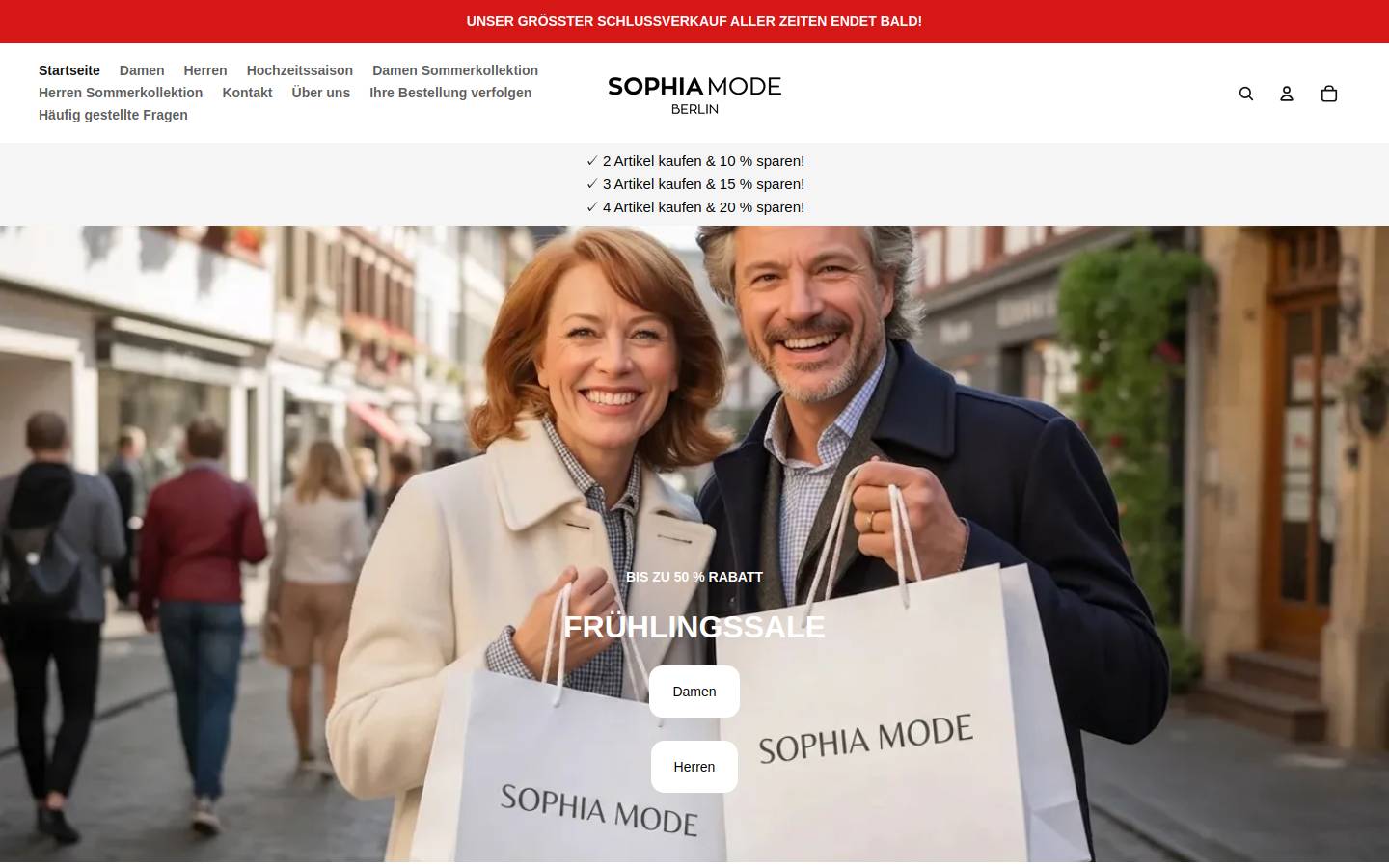 Sophia Mode homepage screenshot