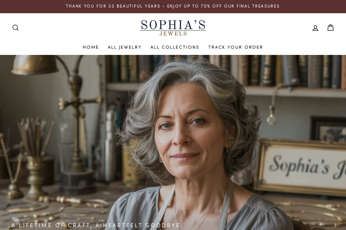 Sophias Jewels homepage screenshot
