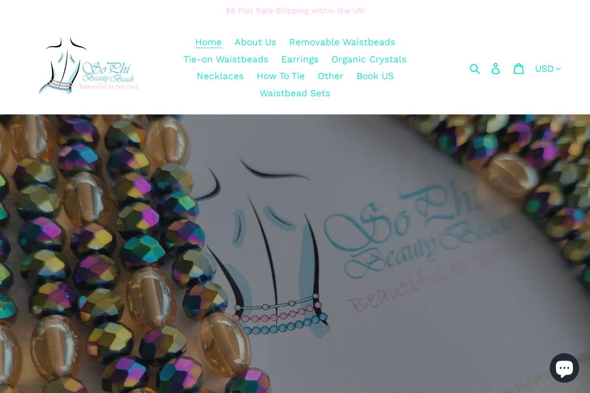 sophibeautybeads.com homepage screenshot