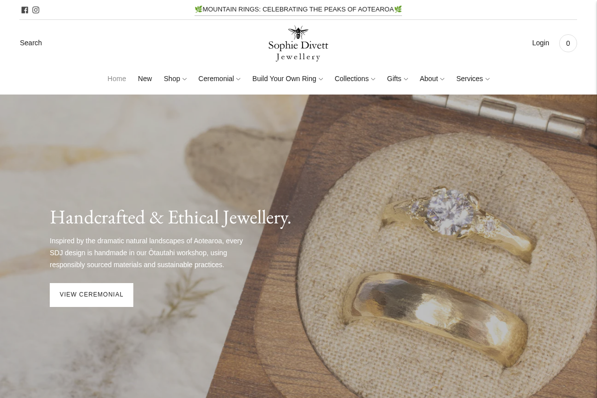 Sophie Divett Jewellery homepage screenshot