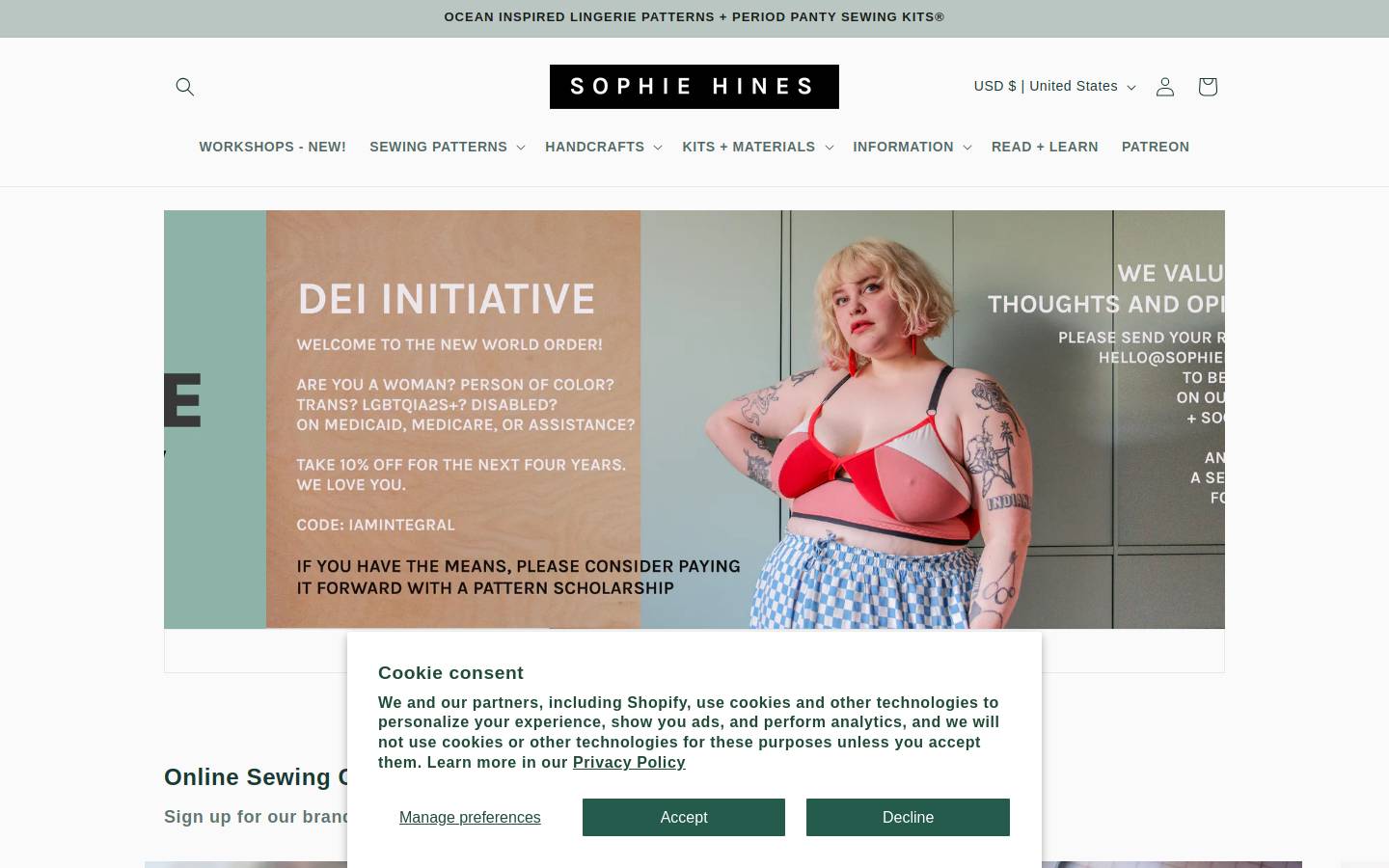 sophiehines.com homepage screenshot