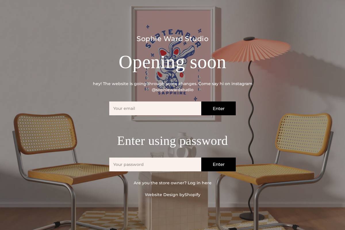 sophiewardstudio.com homepage screenshot