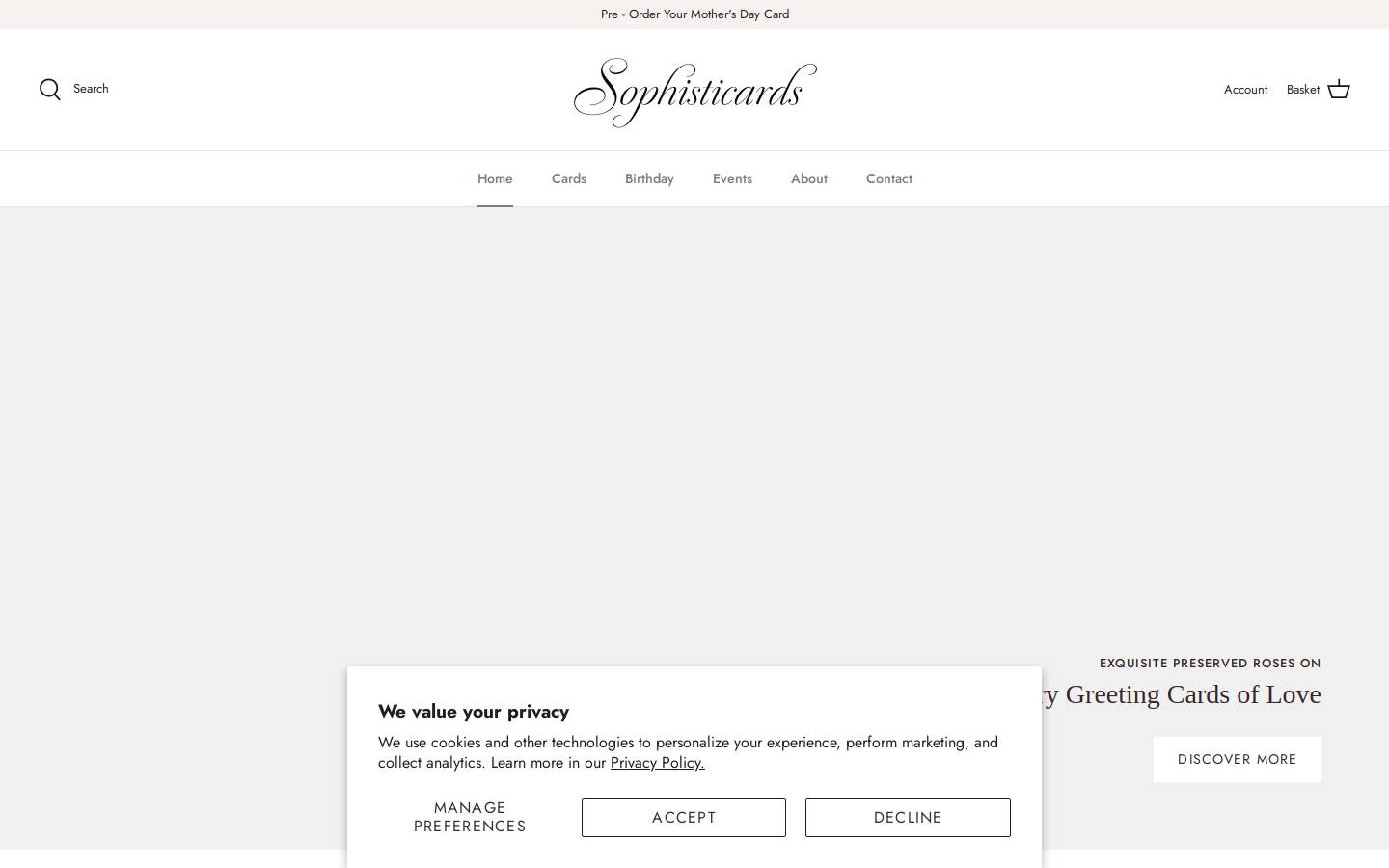 sophisticards.com homepage screenshot