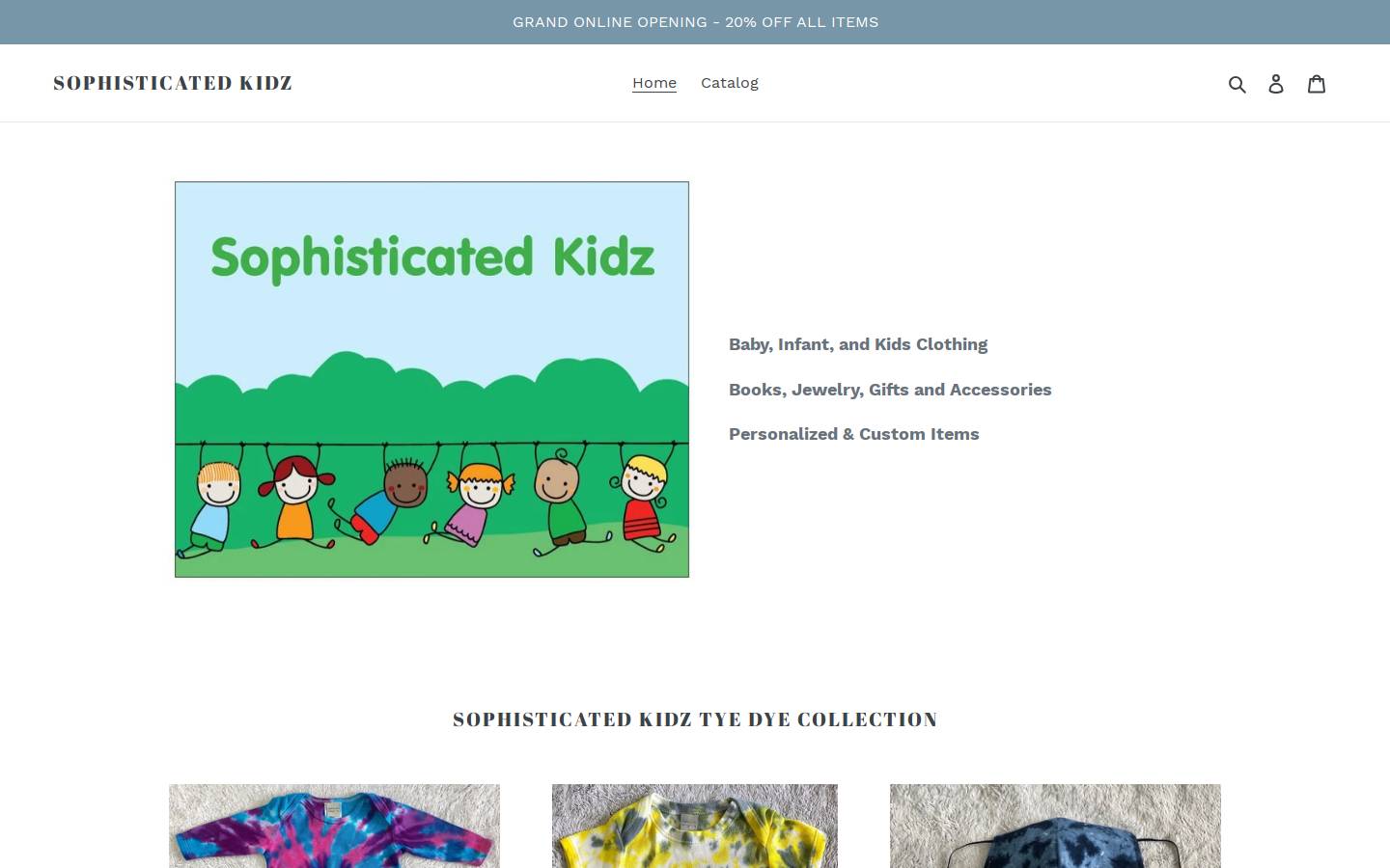 sophisticatedkidz.com homepage screenshot