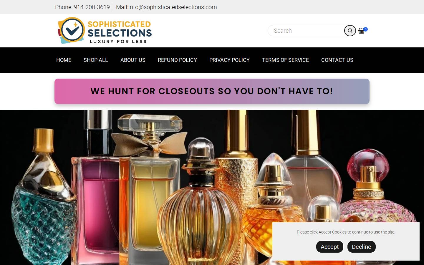 sophisticatedselections.com homepage screenshot