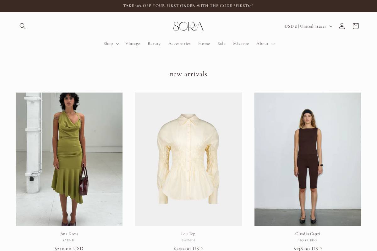 sora-nyc.com homepage screenshot