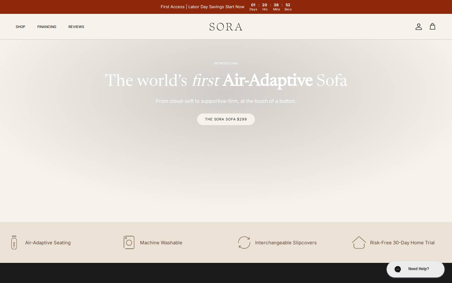 sorasofa.com homepage screenshot