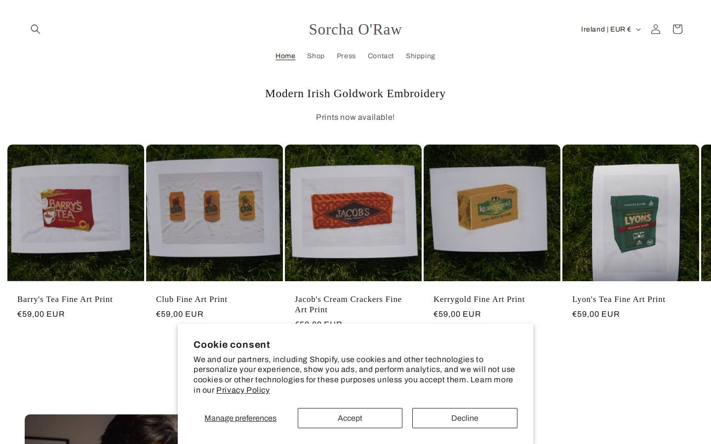 sorchaoraw.com homepage screenshot