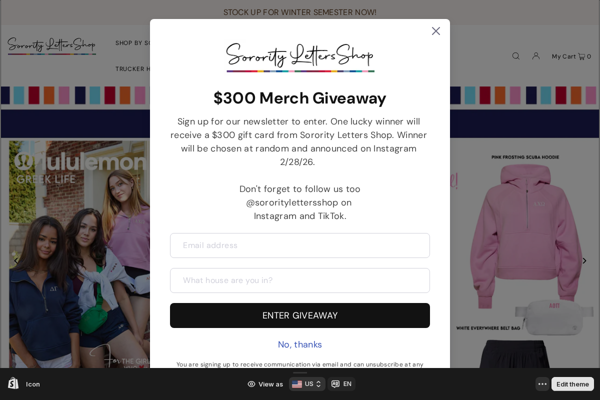 sororitylettersshop.com homepage screenshot
