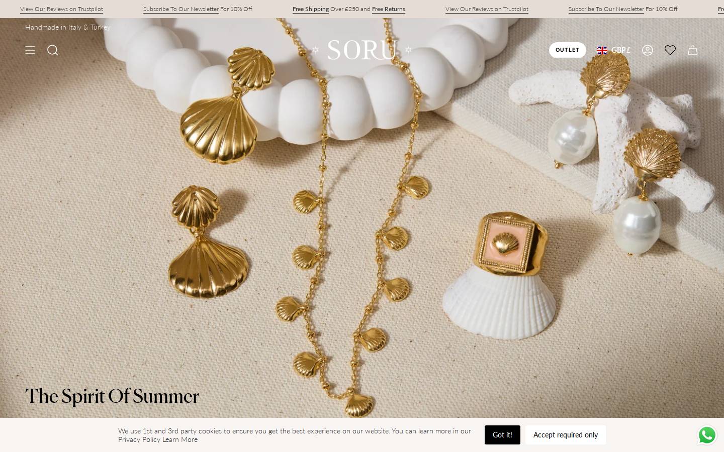 Soru Jewellery homepage screenshot