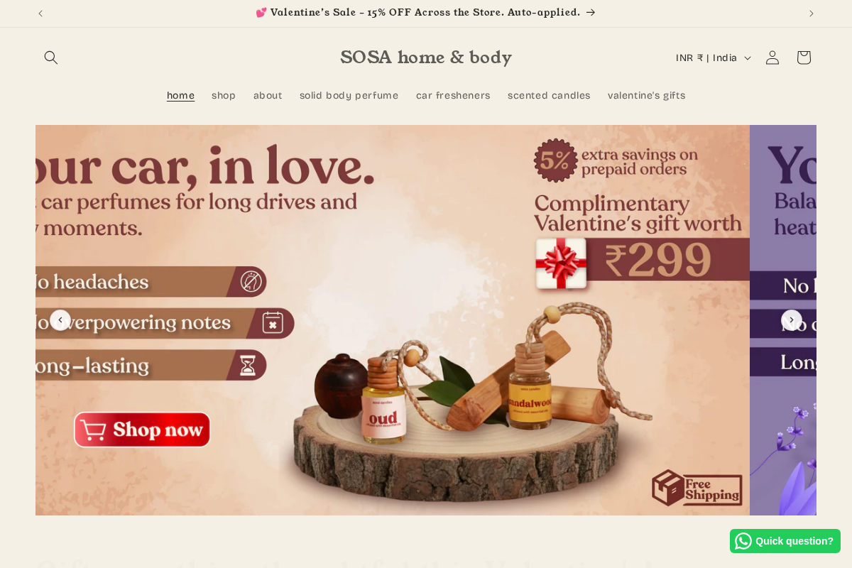 SOSA home & body homepage screenshot