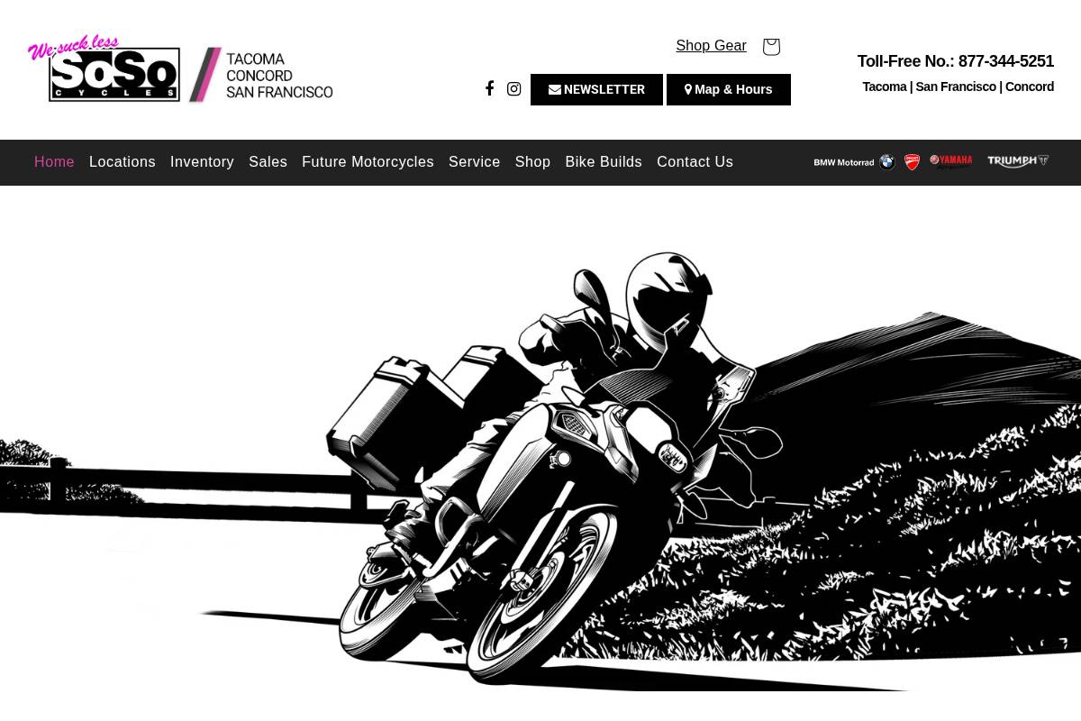 sosocycles.shop homepage screenshot