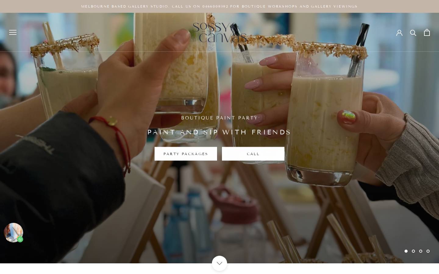 sossyandcanvas.com.au homepage screenshot