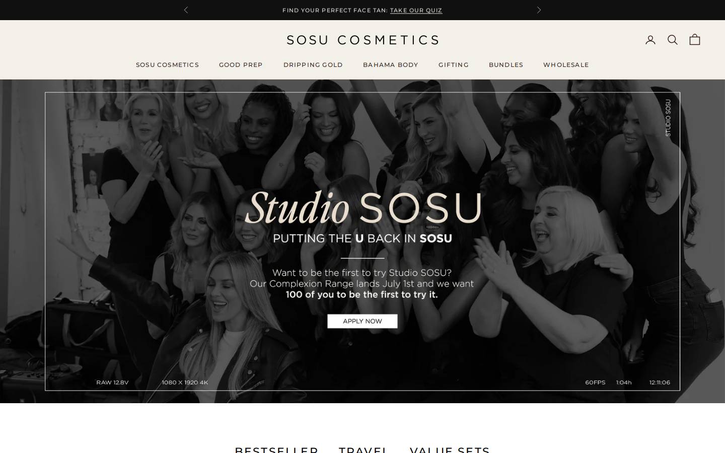Sosucosmetics homepage screenshot