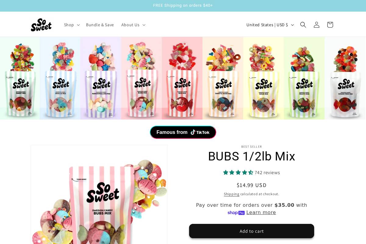 sosweet.store homepage screenshot