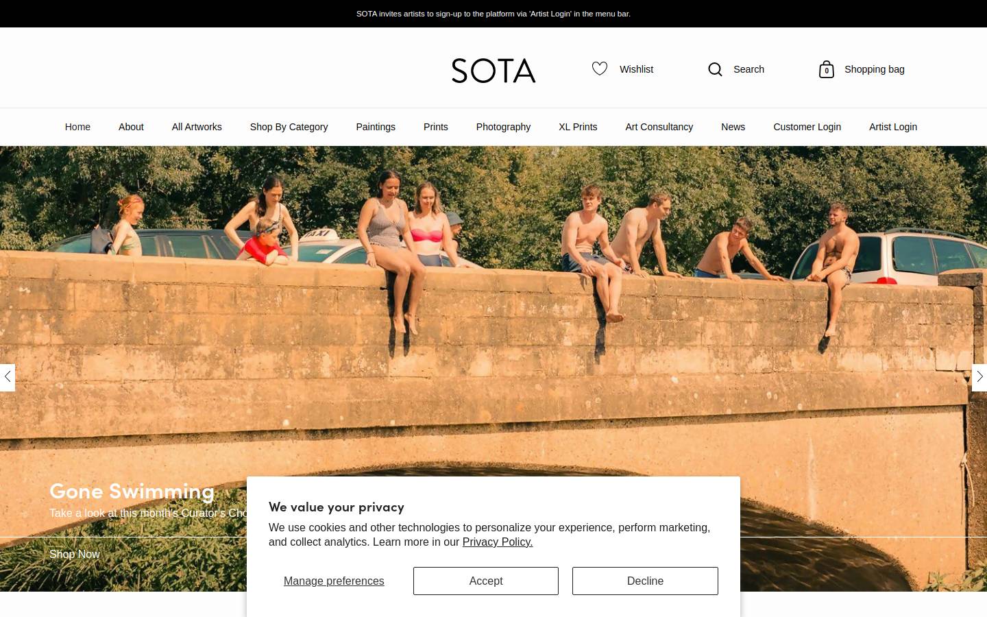 SOTA Marketplace homepage screenshot